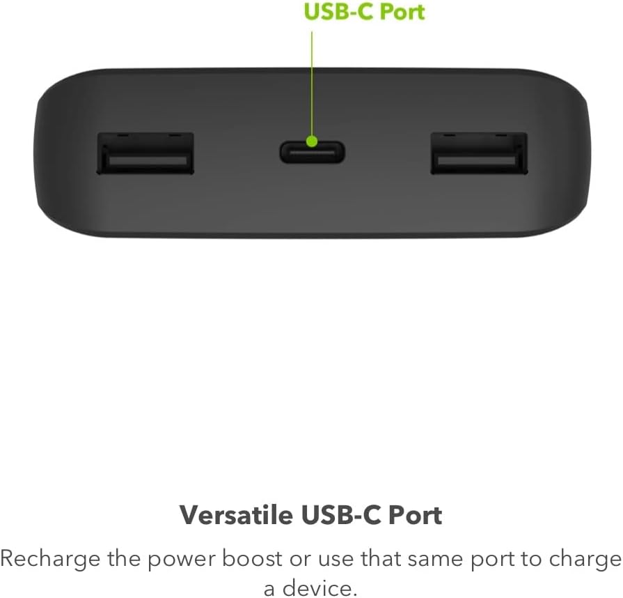 Banque d'alimentation portable Mophie 20 000 mAh noire Power Boost XL