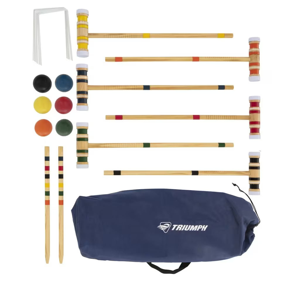 Ensemble de croquet extérieur pour 6 joueurs avec sac à main