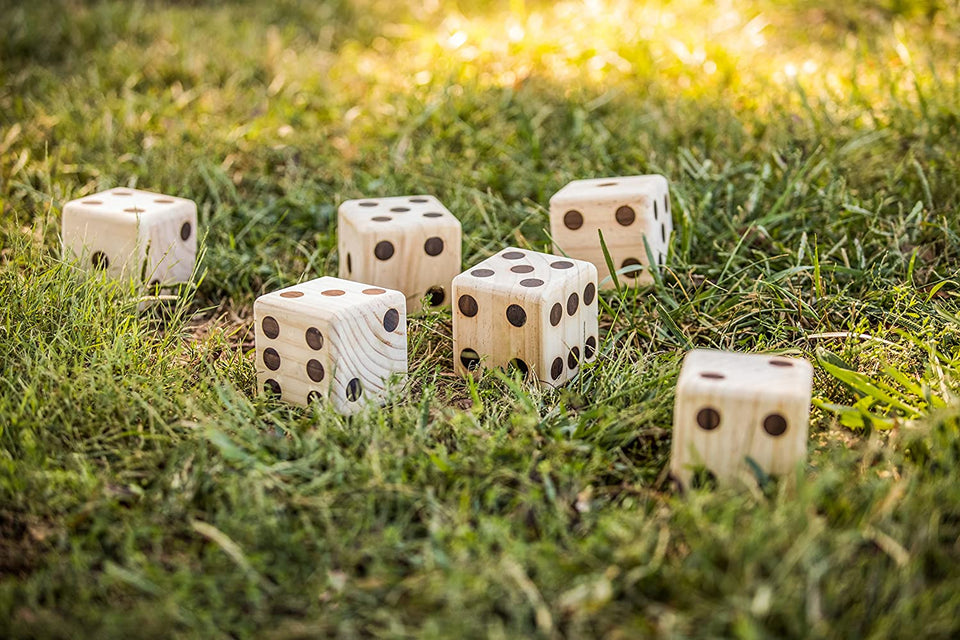 Dés de pelouse en bois Big Roller 3,5" avec tableau de bord et sac à main