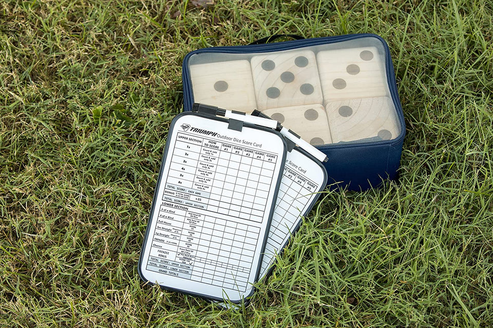 Dés de pelouse en bois Big Roller 3,5" avec tableau de bord et sac à main