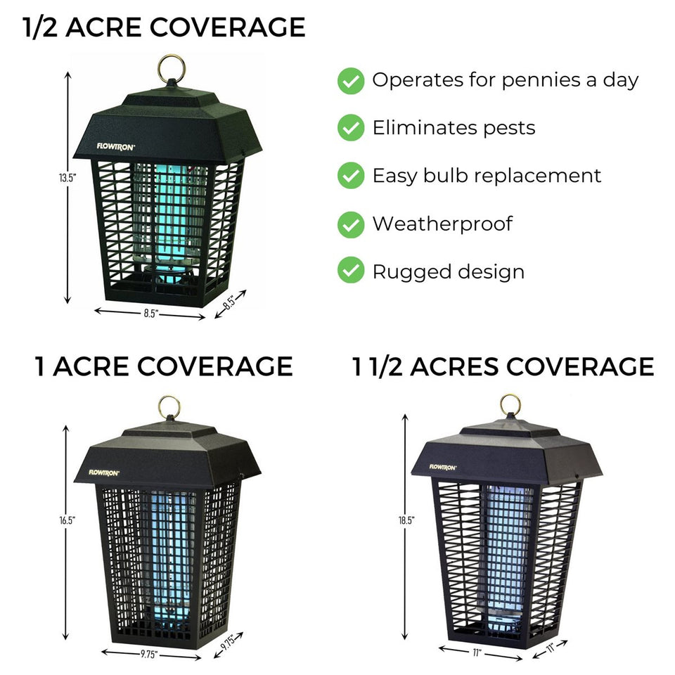 Flowtron 1/2 Acre extérieur 15 W Bug Zapper, tueur d'insectes électronique