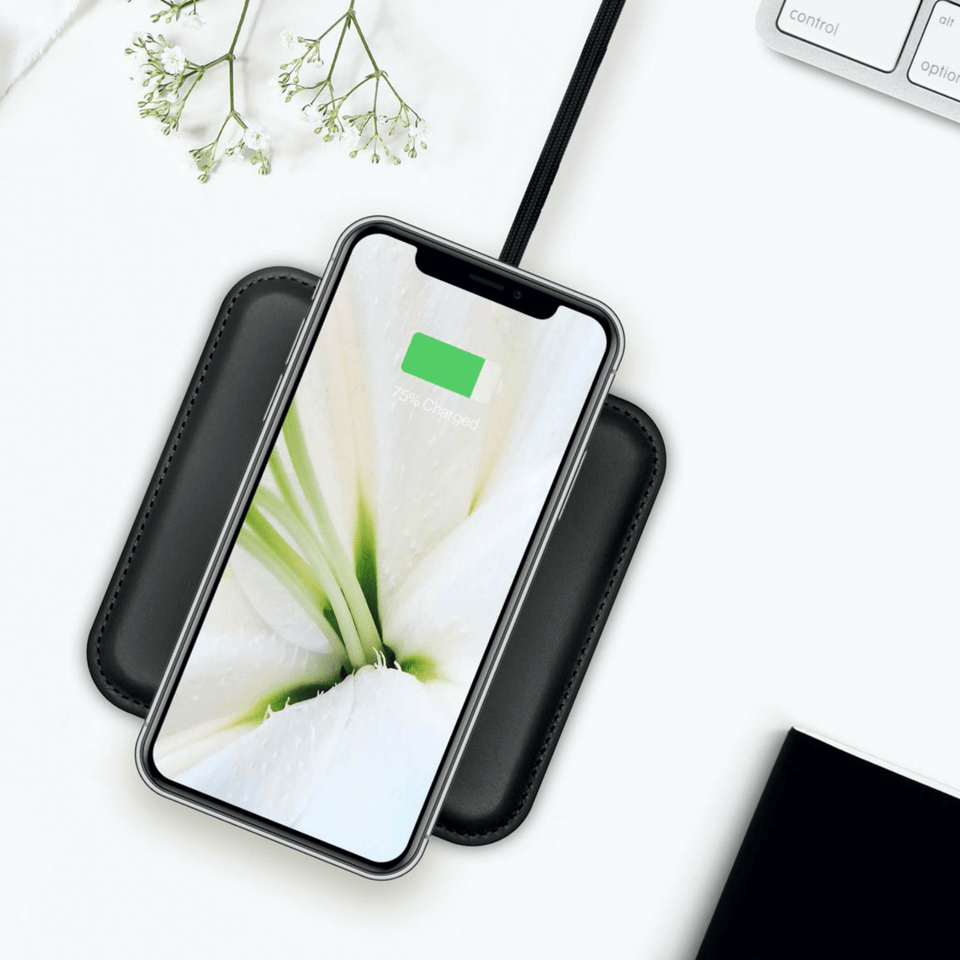 Coussinet en cuir véritable de chargement sans fil Eggtronic