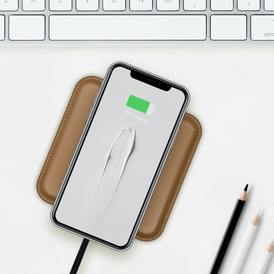 Coussinet en cuir véritable de chargement sans fil Eggtronic