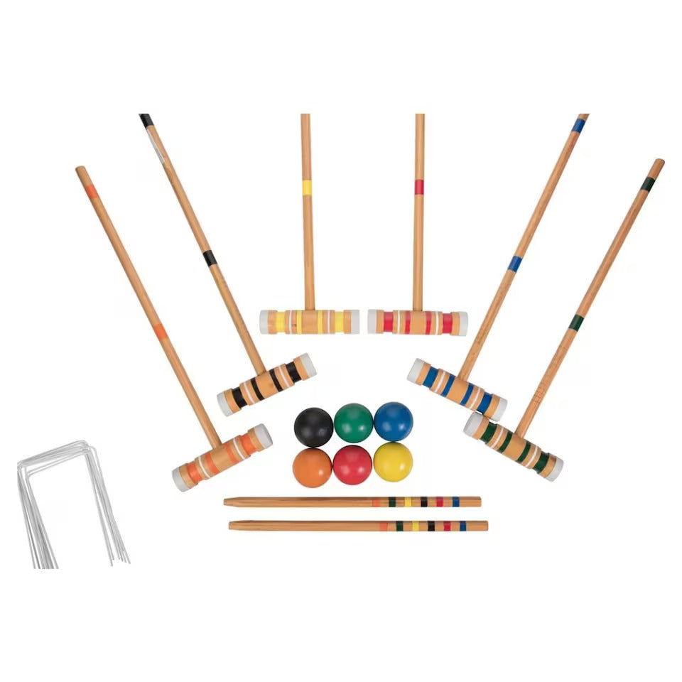 6-Player Backyard Outdoor Croquet Set with Carry-on Bag