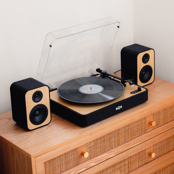 House of Marley Revolution Turntable with Bluetooth Speakers - Light Wood/Black