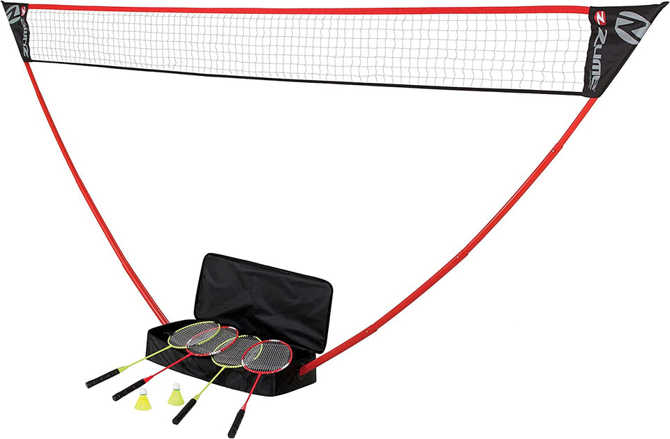 Ensemble de badminton portatif d'arrière-cour extérieure de 4 joueurs avec le cas noir/rouge