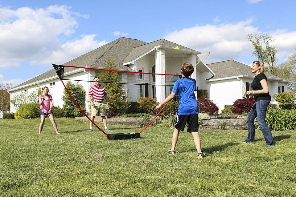 4 Player Outdoor Backyard Portable Badminton Set with Case Black / Red