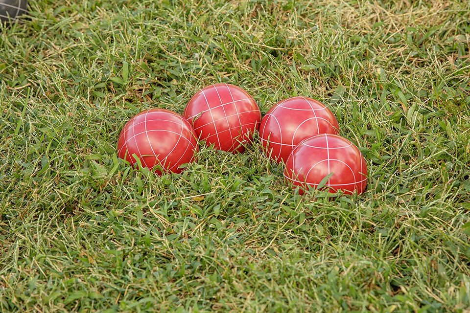 100mm Outdoor Resin Bocce Red / Blue 2 Teams Set of 8 Balls