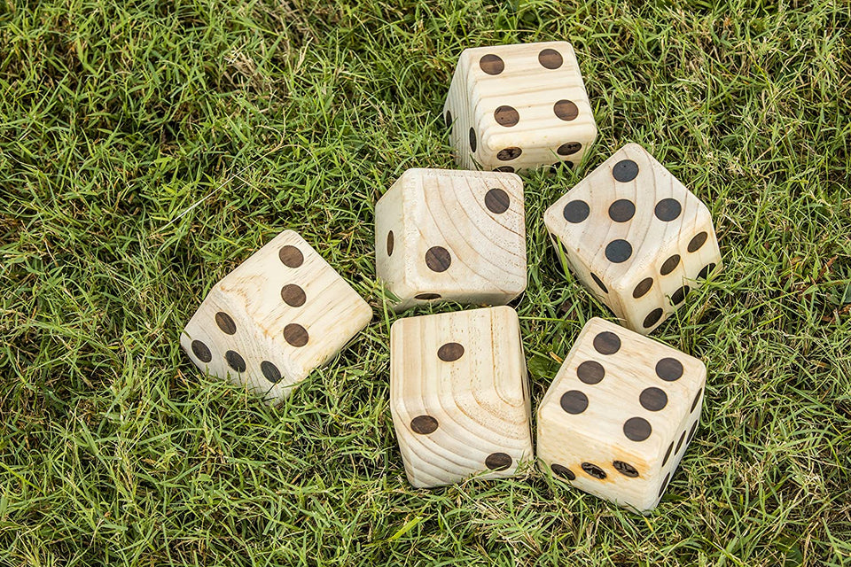 Big Roller 3.5" Wooden Lawn Dice with Scoreboard and Carry-On Bag