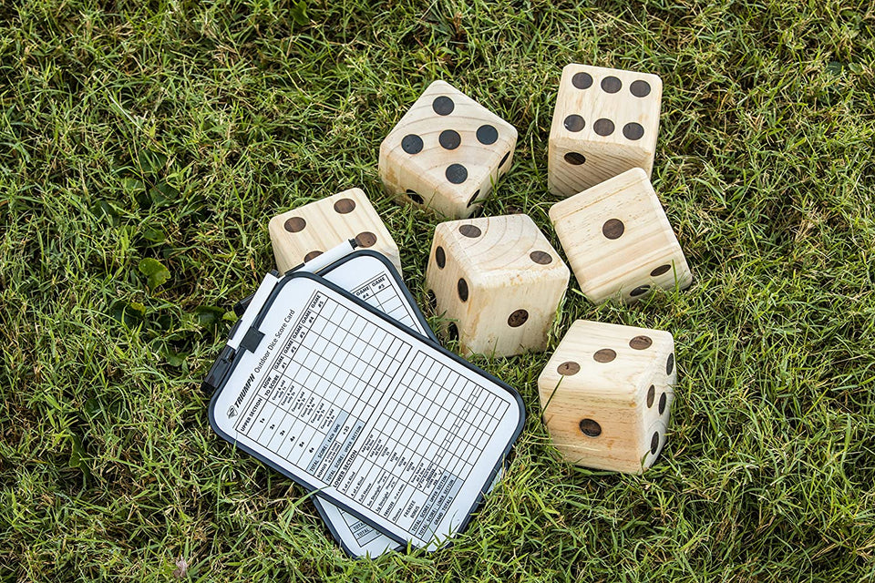 Big Roller 3.5" Wooden Lawn Dice with Scoreboard and Carry-On Bag