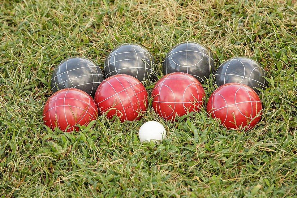 100mm Outdoor Resin Bocce Red / Blue 2 Teams Set of 8 Balls